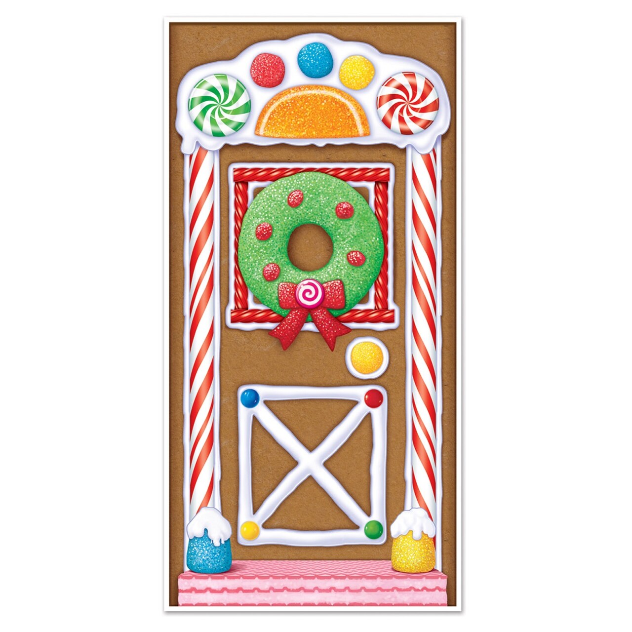 Beistle Club Pack of 12 Winter Wonderland Themed Gingerbread House Door Cover Party Decorations 5'